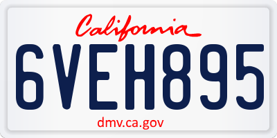 CA license plate 6VEH895