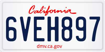 CA license plate 6VEH897