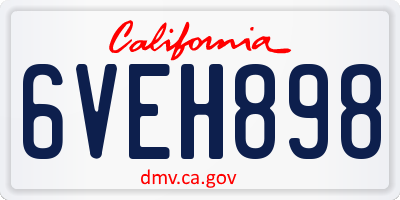 CA license plate 6VEH898