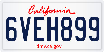 CA license plate 6VEH899
