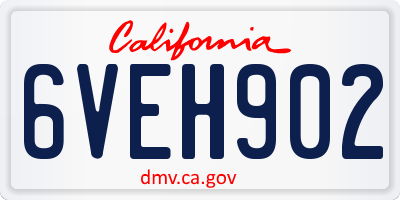 CA license plate 6VEH902