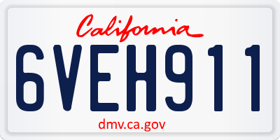 CA license plate 6VEH911
