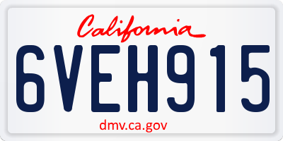 CA license plate 6VEH915