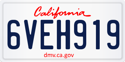 CA license plate 6VEH919
