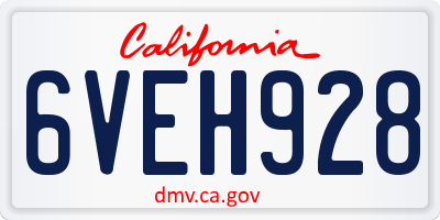 CA license plate 6VEH928