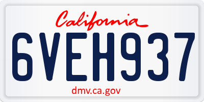 CA license plate 6VEH937