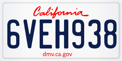CA license plate 6VEH938