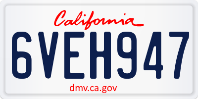 CA license plate 6VEH947