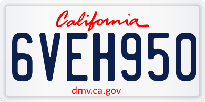 CA license plate 6VEH950