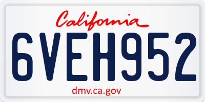 CA license plate 6VEH952