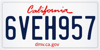 CA license plate 6VEH957