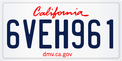 CA license plate 6VEH961