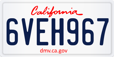 CA license plate 6VEH967