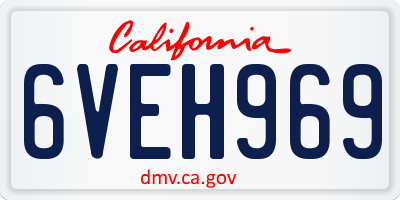 CA license plate 6VEH969