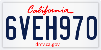 CA license plate 6VEH970