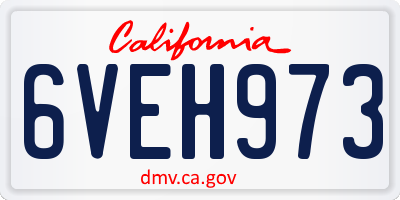 CA license plate 6VEH973