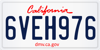 CA license plate 6VEH976