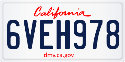 CA license plate 6VEH978