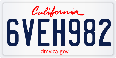 CA license plate 6VEH982