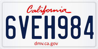 CA license plate 6VEH984