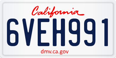 CA license plate 6VEH991