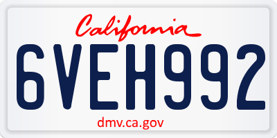 CA license plate 6VEH992