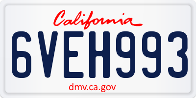 CA license plate 6VEH993
