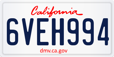 CA license plate 6VEH994