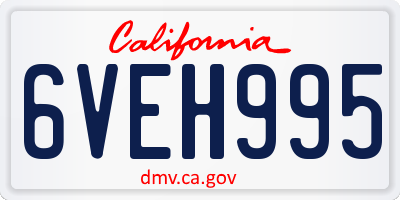 CA license plate 6VEH995