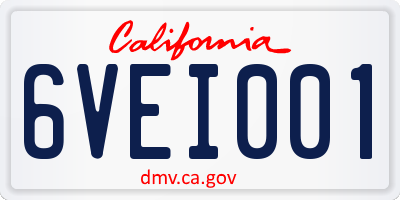 CA license plate 6VEI001