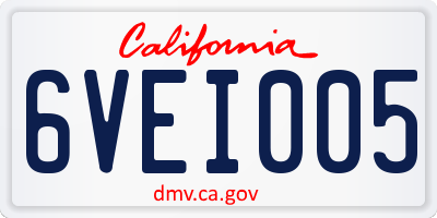CA license plate 6VEI005