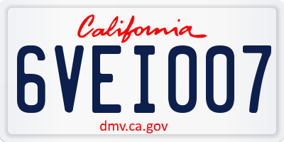 CA license plate 6VEI007