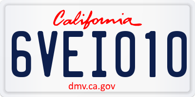 CA license plate 6VEI010