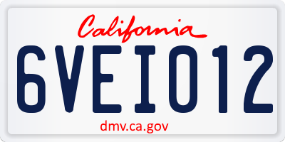 CA license plate 6VEI012