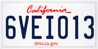 CA license plate 6VEI013