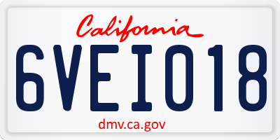 CA license plate 6VEI018