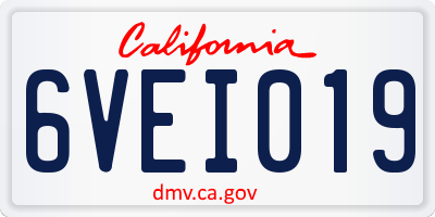 CA license plate 6VEI019