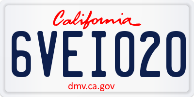 CA license plate 6VEI020