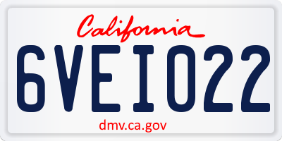 CA license plate 6VEI022