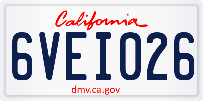 CA license plate 6VEI026