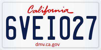 CA license plate 6VEI027