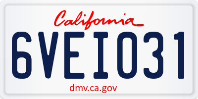CA license plate 6VEI031