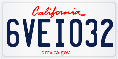 CA license plate 6VEI032