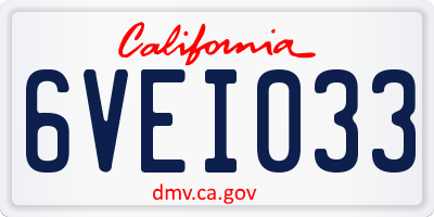 CA license plate 6VEI033