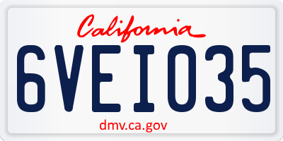 CA license plate 6VEI035