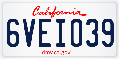 CA license plate 6VEI039