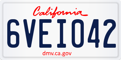 CA license plate 6VEI042