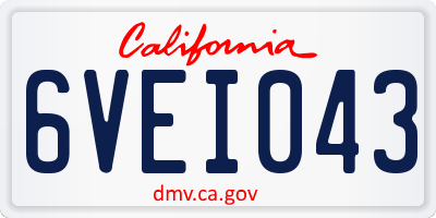 CA license plate 6VEI043