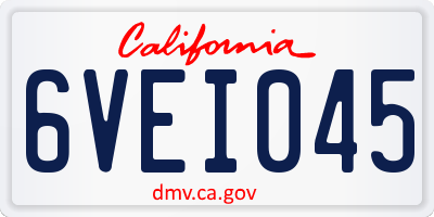 CA license plate 6VEI045