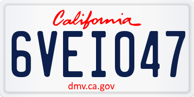 CA license plate 6VEI047